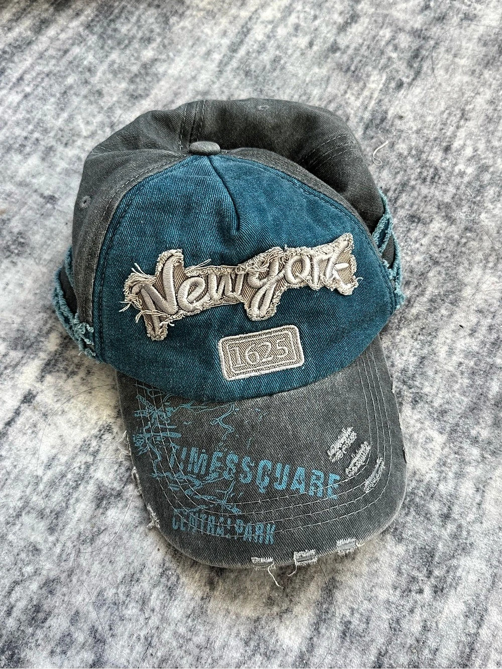 BJB New York Est. 1625 Distressed Baseball Cap Blue & Gray